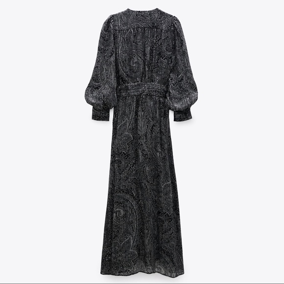 ZARA LONG PRINTED WRAP DRESS - Picture 11 of 12